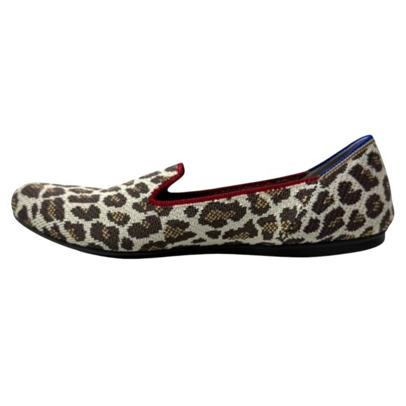 Rothy's Shoes Women 7 Brown Mocha Spot Leopard Ballet Flats Loafers Preppy Knit - Picture 2 of 14